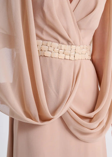 ALPHORRIA - Vestido Longo Cintura Bordada Areia